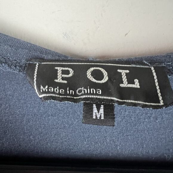 POL Dress Womens Large Sleeveless Blue Hooded Button Front Crochet Boho - Picture 3 of 8